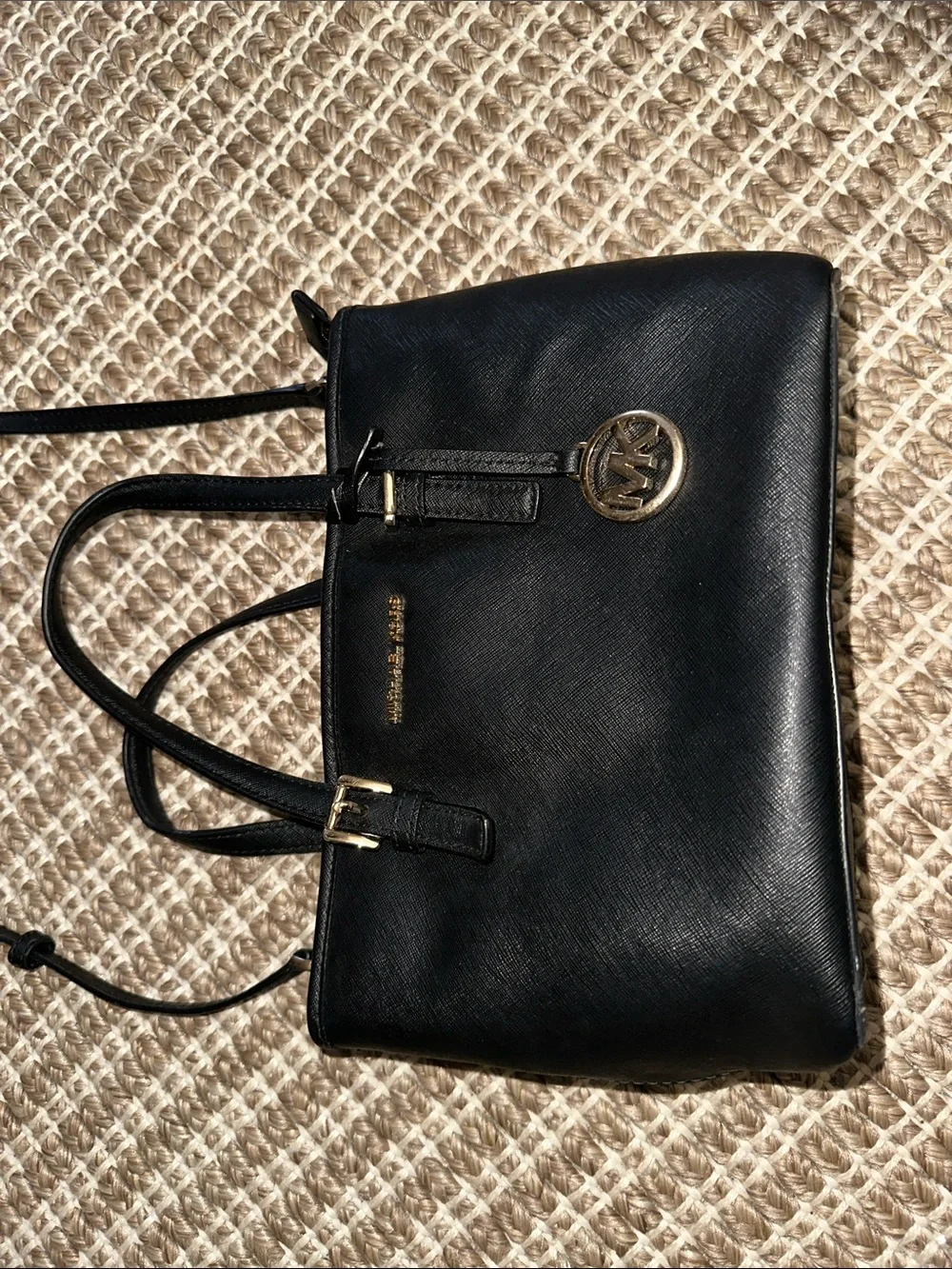 Michael Kors small Black Leather Satchel with Gold Accent